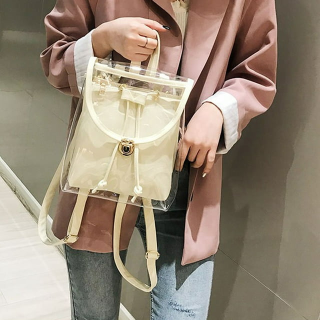 Transparent Backpack/Handbag, Transparent Multipurpose Travel Bag, Transparent Vinyl Travel Bag, Ball Game Concert Transparent Backpack with An Opaque