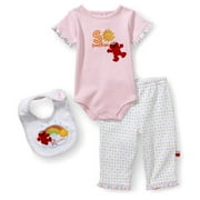 Sesame Street - Knit Bodysuit, Bib and Pant Set - Light Pink