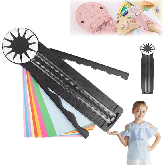 ABPETE Paper Craft Edge Cutter, 12 in 1 Paper Cutter, Rolling Paper Cutter with 12 Cutting Types, Multifunctional Paper Cutter Machine with Measurements for Scrapbooking (BLK)