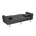 thumbnail image 3 of Convertible Futon Sofa Bed with 2 Pillows, Upholstered Sofa Sleeper with Adjustable Positions, Living Room Sofa Bed Couch with 5 Solid Wood Legs, Twin Size Sofa for Home Office, Dark Grey, 3 of 7