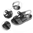 thumbnail image 5 of Girls Glitter Bow LED Light Up Sandals, Adjustable Buckle Open Toe Kids Summer Shoes, Non Flexible Sole Sparkling Beach Party Walking Sandals 4-9Y, 5 of 8