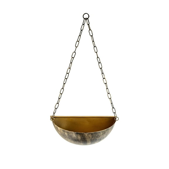 Foreside Home & Garden Antique Hanging Wall Planter Brass Metal
