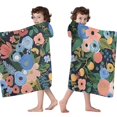 thumbnail image 4 of Pioneer Flower Floral Print Pattern Hooded Bath Towel，60"x35" for Ages 3 To 12 Kids, Quick Dry Lightweight Soft Microfiber Hood Beach Towel Cover Up for Kids, 4 of 7