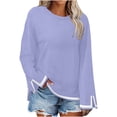 thumbnail image 1 of MeetoTime Long Sleeve Tops for Women Round Neck Slit Ribbed Pullover 2024 Fall Clothes Oversized Sweaters, 1 of 4