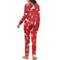thumbnail image 3 of Yuyamidu Women Christmas Pajama Set 2 Piece Xmas Cow Long Sleeve Pajamas for Sleep Jogger Set Snowflake Crewneck Nightwear Red Sleepwear Home Wear for Ladies Size M, 3 of 7