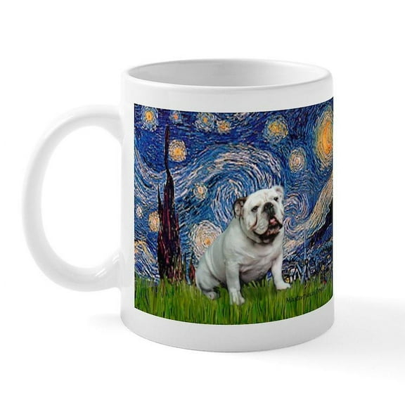 CafePress - Starry Night English Bulldog Mug - 11 oz Ceramic Mug - Novelty Coffee Tea Cup