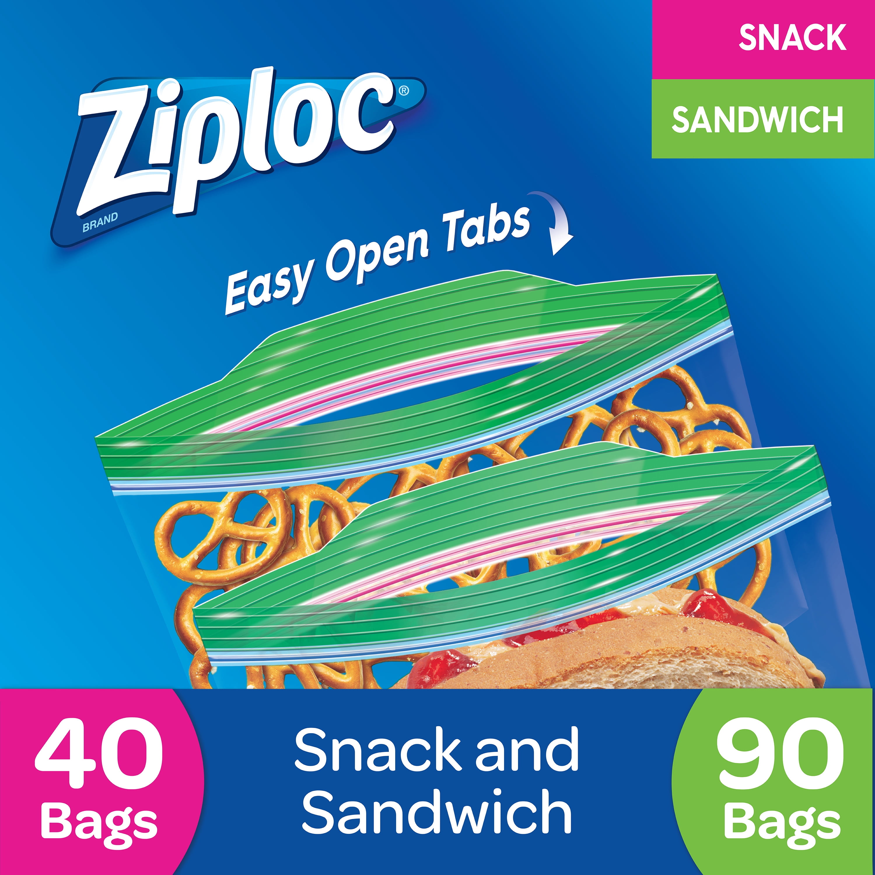 Ziploc Pinch & Seal Sandwich & Snack Bags, 130 Count
