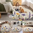 thumbnail image 6 of Area Rug 48in, Garden Watercolor Flower on Burlap Floor Carpet Living Room Rug, Blossom Floral Lavender Daisy Non-Slip Welcome Mat Indoor Rugs for Bedroom Dining Room, 6 of 9