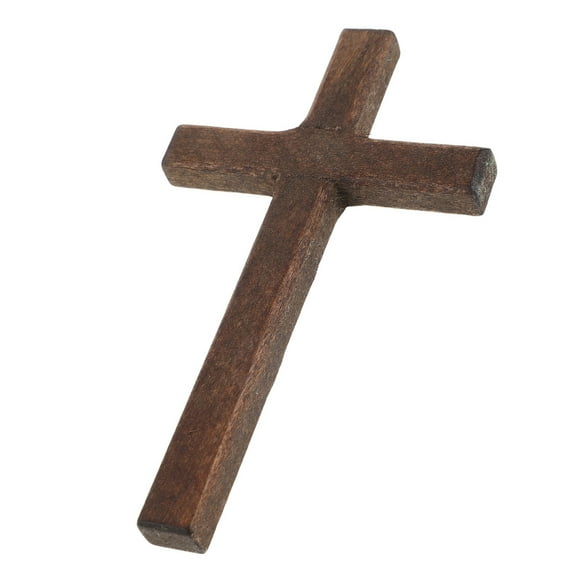 Raindrops Dark Brown Wooden Cross Mini Decor for Dollhouse Accessories and Symbol Decoration