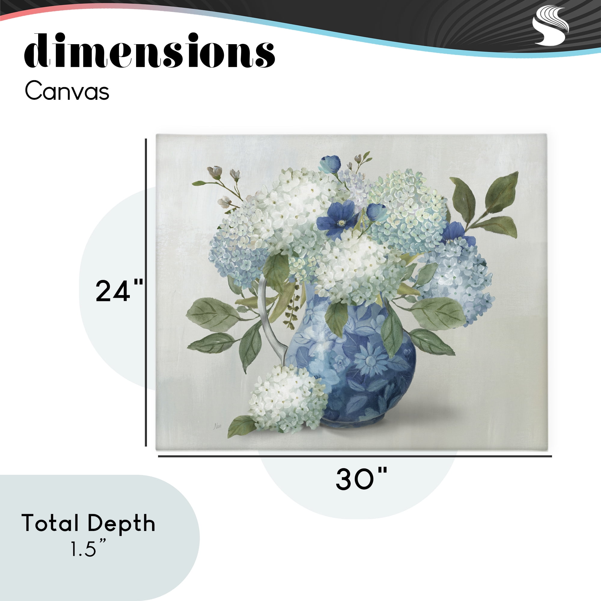 Stupell Industries Ornate Vase with Hydrangeas Canvas Wall Art, design by Nan