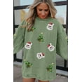 thumbnail image 3 of Women's Grass Green Sequin Santa Claus Christmas Tree Patchwork Corded Sweatshirt | [ZhiHiMeRi] | (US 20-22)2XL, 3 of 5