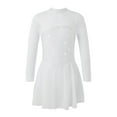 thumbnail image 1 of Sxiwei Kids Girls Long Sleeve Mesh Splice Figure Skating Dress with Rhinestone Keyhole Back Gymnastic White 14, 1 of 6