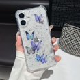 thumbnail image 7 of for iPhone 16 6.1" Glitter Case with Pink Butterfly, Shockproof Protective Phone Cover Women Girls Soft Flexible TPU Stars Sparkle Glitter Anti-Scratch Bling Case for iPhone 16, Purple, 7 of 7