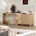 thumbnail image 4 of Furnibear 47" Fluted Buffet Cabinet with Storage Accent Sideboard,Modern Credenza with 3 Doors,Wood Coffee Bar Table Console for Dining Room Kitchen Living Room Entryway,Natural Oak, 4 of 9