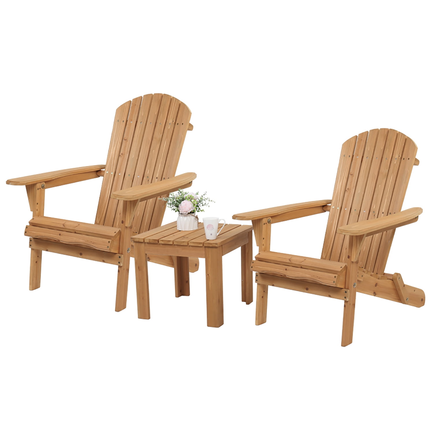 Outdoor Adirondack Chairs, Seizeen Wooden Folding Adirondack Chair Set
