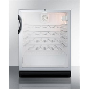 Summit Appliance SWC6GBLADA 24 in. Freestanding Wine Cooler for Freestanding Use with Glass Door, Black