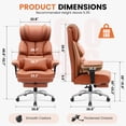 thumbnail image 3 of COOLHUT Big and Tall Office Chair 400LBS, Adjustable Headrest Ergonomic Computer Desk Chair, Executive Leather Chair with Adjustable Armrest, High Back Office Chair Havy Duty Design, Brown, 3 of 9