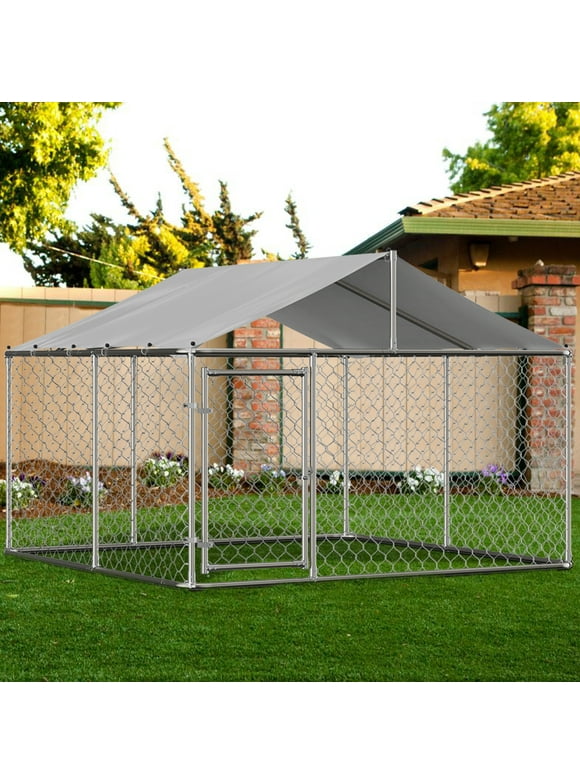 LZBEITEM 10 x 10 ft ( 118" x 118" x 71" ) Outdoor Dog Kennel Outside Large Heavy Duty Shade Dog Pen Playpen Pet Dog Enclosure Crate Dog Run House with UV & Waterproof Cover