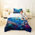 thumbnail image 2 of spefrowx Magic Sea Narwhal Twin Comforter Sets for Kids Boys, Blue Reef Tropical Fish Bedding Set, Polka Dot Reversible, 2pcs, 1 Comforter and 1 Pillowcase, 2 of 6