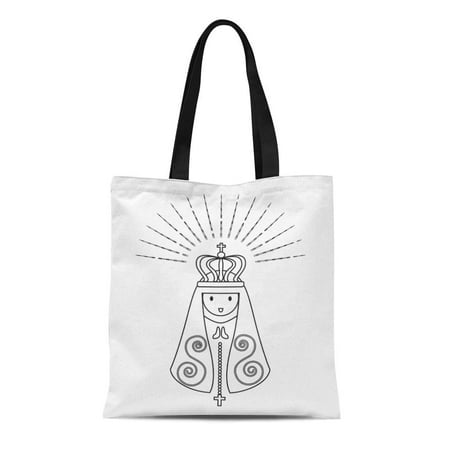 ASHLEIGH Canvas Tote Bag Our Lady of Aparecida Is Nossa Senhora Patroness Brazil Durable Reusable Shopping Shoulder Grocery Bag