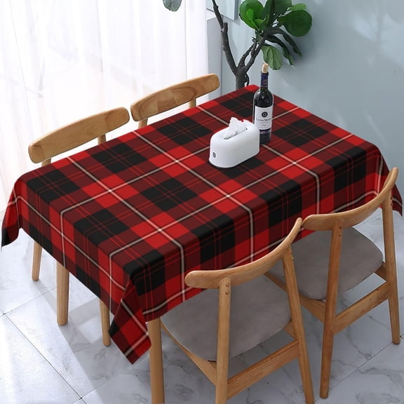 Rectangular Tablecloth – Waterproof, Wrinkle-Free, Decorative Table Cover for Dining Room, Parties, Picnics, and Outdoor Use, Clan Cunningham Red and Black Tartan (60" X 84")