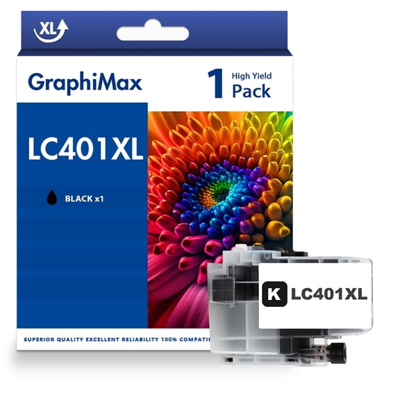 LC401XL LC401 Ink Cartridges Compatible for Brother MFC-J1010DW Printer LC 401XL LC 401 MFC-J1010DW MFC-J1170DW MFC-J1012DW MFC-J1800DW MFC J1010DW - 1 Pack High Yields Black
