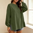 thumbnail image 2 of MYAOYINo Boundaries Cozy Oversized Long Sleeve Tee Women's Side Split Crew Neck Tunic Sweatshirt, 2 of 9