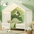 thumbnail image 1 of Euroco Lit Montessori au Sol avec Baldaquin, Lit Simple en Forme de Maisonnette pour Tout-Petit avec Hautes Rampes, Blanc, 1 of 12