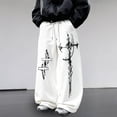 thumbnail image 2 of CONZONE Men's Baggy Sweatpants Gothic Wide Leg Pants for Men Trendy Elastic Waist Graphic Y2K Soft Streetwear Joggers With Pocket, 2 of 5