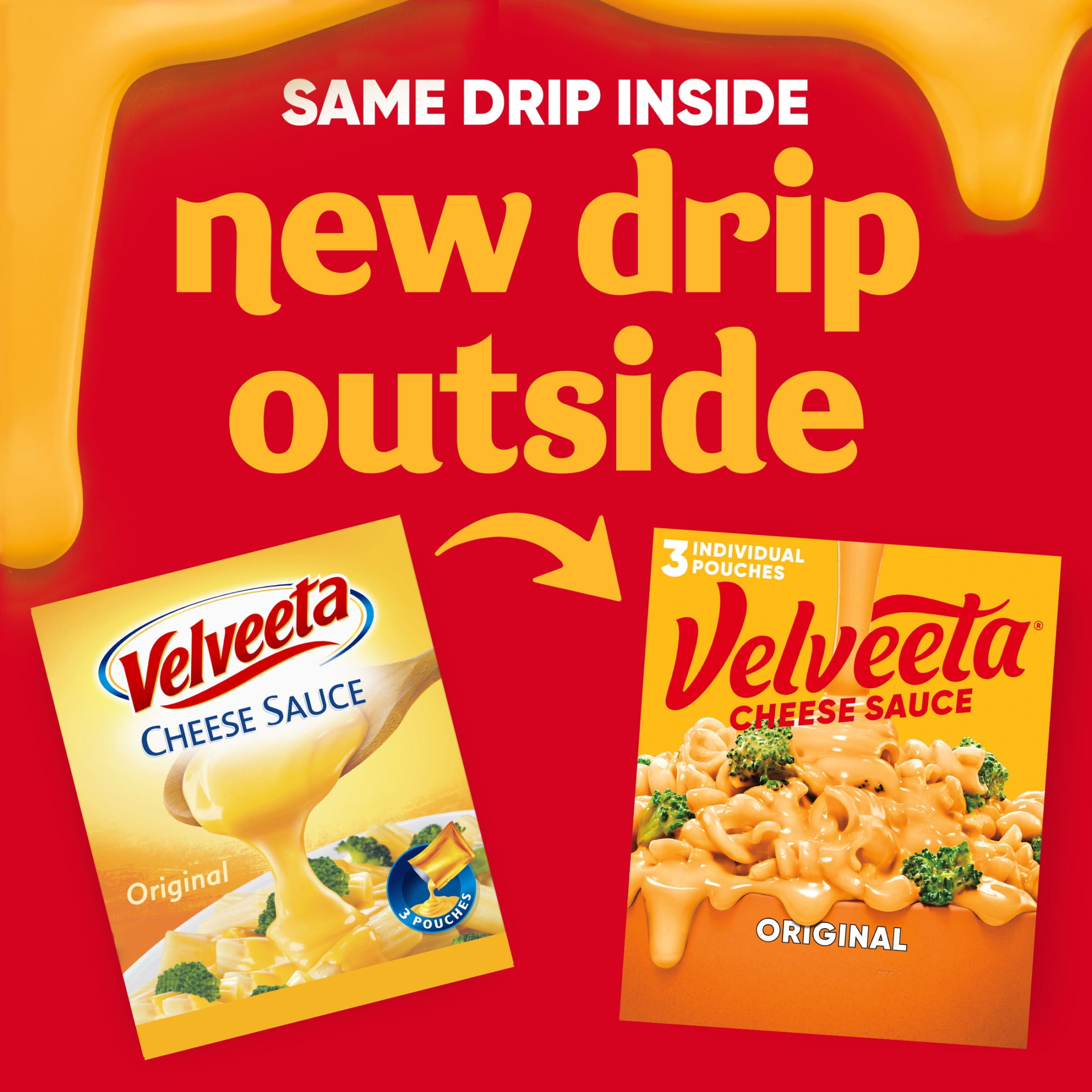 Velveeta Original Cheese Sauce Pouches, 3 Count Box with 4 oz Pouches