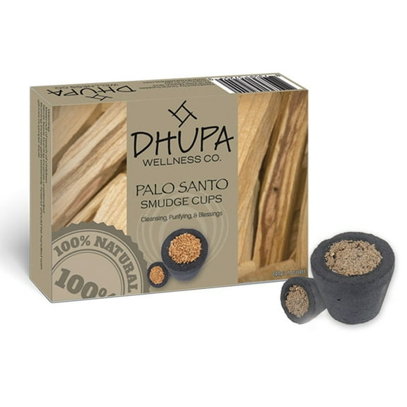 Dhupa Palo Santo Natural Incense Smudge Cups | Organic Resin Smudge Cups Metal Stand Included | Natural Charcoal Smudge Cup Filled with Herb