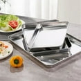 thumbnail image 2 of Kitchen Rectangle Stainless Steel Food Storage Serving Trays Sausage Noodles Fruits Dish Restaurant Hotel Metal Dinnerware Plate, 2 of 6