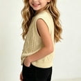 thumbnail image 4 of Xdegoge Girls Cable Knit Sweater Vest Sleeveless Button Down Cardigan Crewneck Waistcoat Fall Winter Warm Layering Tops for Kids Casual School Everyday Wear, 4 of 9