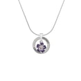 thumbnail image 2 of Delight Jewelry Silvertone Purple and White African Violet Flower Hockey Ring Charm Necklace, 18", 2 of 4