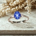thumbnail image 5 of thejewelryart 925 Sterling Silver Blue Star Sapphire Ring Elegant Women's Gems Stunning Star Ring Luxury Jewelry Gift for Her Black Vermeil 7, 5 of 5