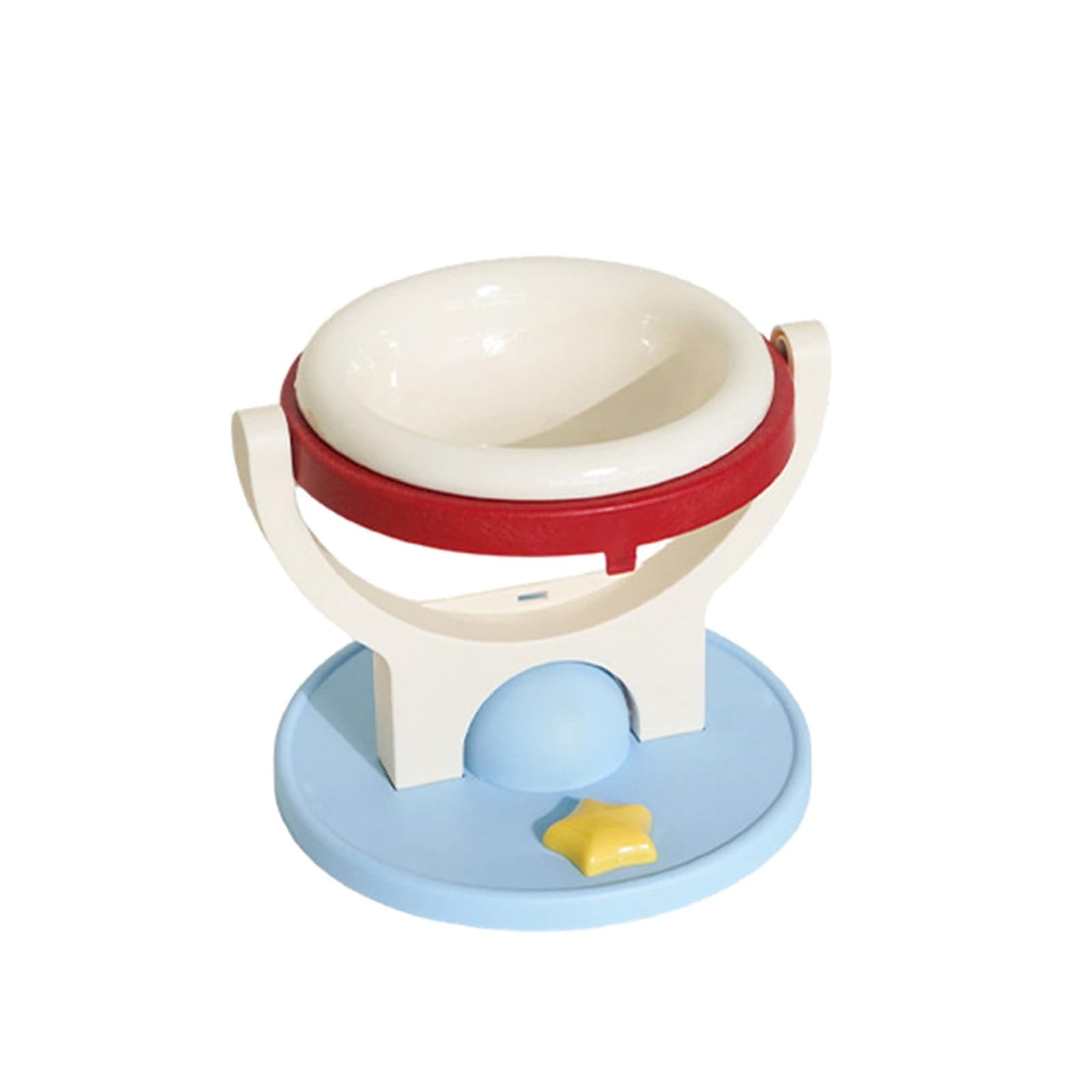 2-in-1 Wall Mounted or Floor Standing Cat Food Bowl with Adjustable Height, Detachable Bowl, Foldable Space Saving Pet Feeding Station for Kittens, Adult Cats, Small Dogs, Red and Blue