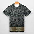 thumbnail image 3 of Greek Key Ornate Black & Gold Men Zipper T-shirt Summer Casual Short Sleeve T-shirt Top, 3 of 7