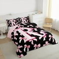 thumbnail image 3 of Manfei Personalized Initial Alphabet R Bedding Comforter Set 2pcs for Teens Adults,Kawaii Ribbon Bowtie Twin Comforter Sets Microfiber,Black Pink Breathable Bedding Set,Ultra Soft Home Decor, 3 of 8