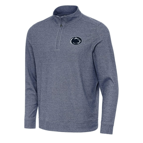 Men's Antigua Heather Navy Penn State Nittany Lions Subtle Quarter-Zip Sweatshirt
