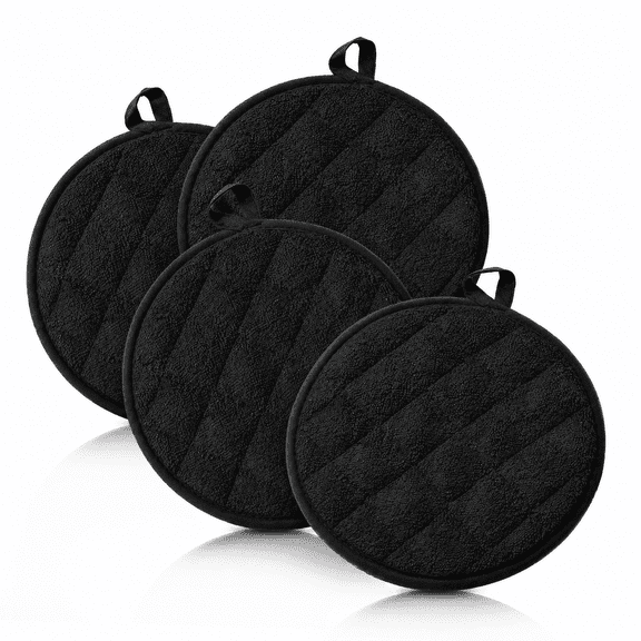 4pcs Rounded Hot Pot Holders,Black