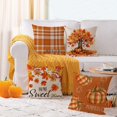thumbnail image 5 of Fall Throw Pillow Covers 18x18 Set of 4 Thanksgiving Pumpkin Pillow Covers Orange Plaid Autumn Pillow Case Maple Leaves Cushion Covers Outdoor Sofa Couch Home Decorations 18 Inch, 5 of 5