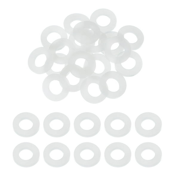 20 Pcs M8 Silicone Flat Washers 8mm ID 15mm OD 2mm Thick Plain Washer Grommets Sealing Spacer Gasket Ring Water Hose Washers, White