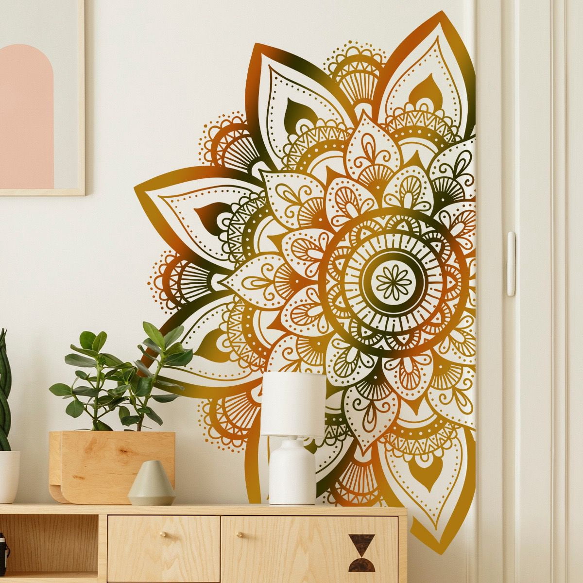 Large Mandala Wall Decal Boho Flower Wall Stickers for Living Room Bedroom Headboard Yoga Home Decor,DIY transparent stickers