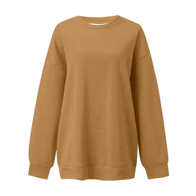 WEAIXIMIUNG Robe Sweat-Shirt Midi Mode Femme Décontractée Couleur Unie Épaule Ample Col Rond Manches Longues Hoodie