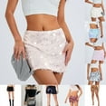 thumbnail image 2 of BUYISI Women Sparkle Sequin Short Skirt Glitter Mini Skirt Dance Club Festival Costume Light yellow M, 2 of 8