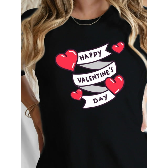 Camiseta ligera de algodón estampada para mujer: Camisa de manga corta cómoda con cuello redondo, 1 pieza, camiseta informal