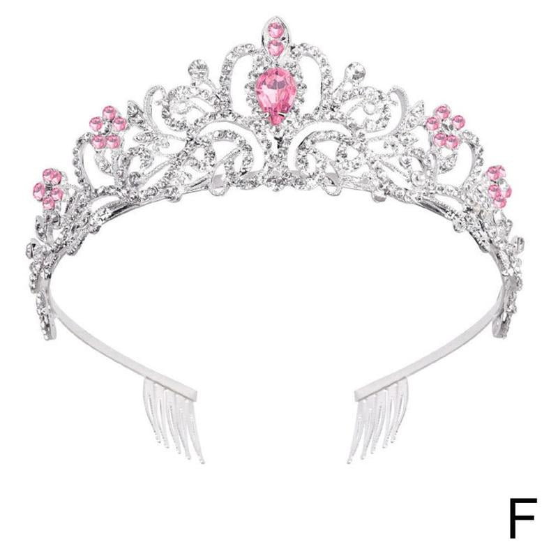 Wedding Bridal Silver Pt Clear Rose Crystal Tiara Rhinestone Handmade Crown Gift 