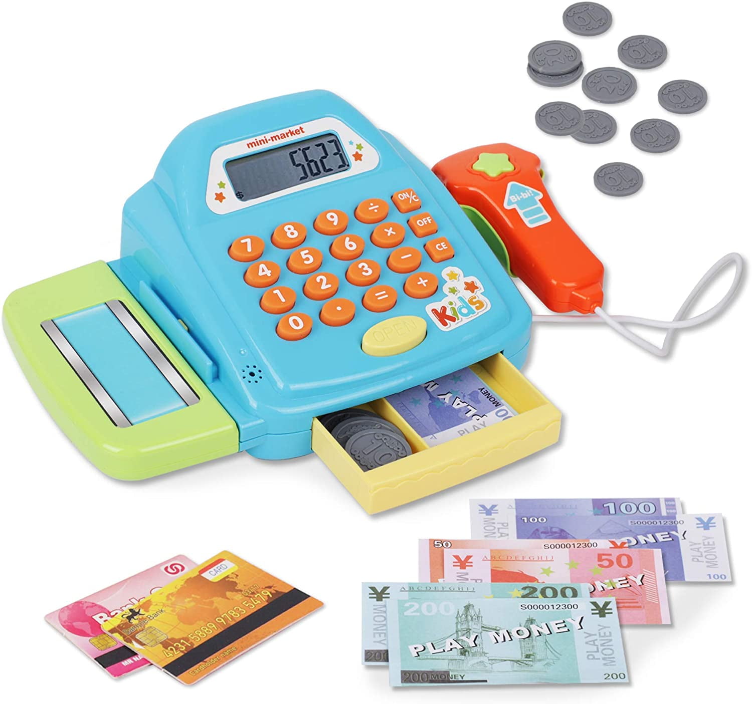 Kids Simulation Cash Register Calculator Cashier&Sounds Pretend Play Toy Sets 