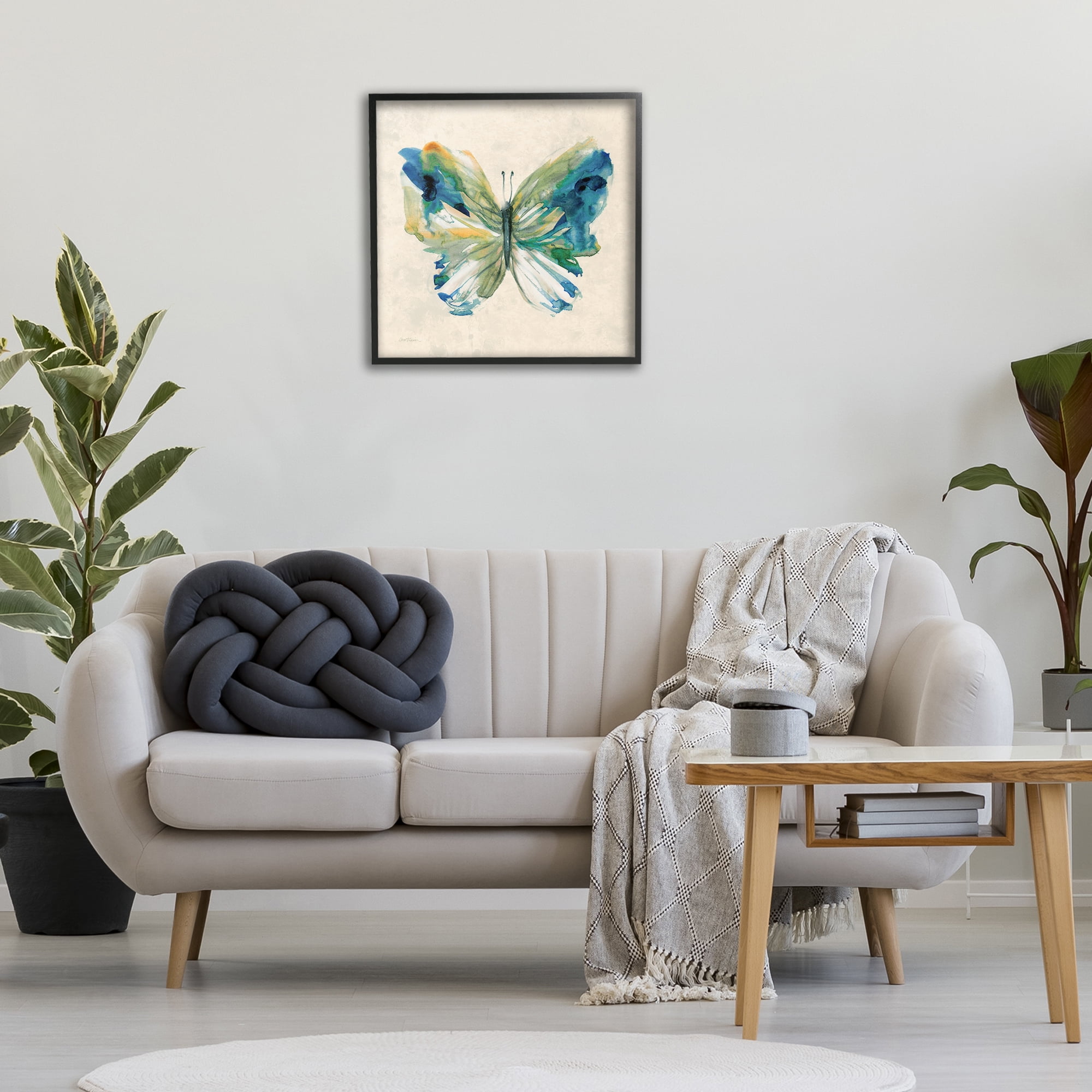 Stupell Industries Vivid Abstract Butterfly Wings Animals Painting Black Framed Art Print Wall Art, 24 x 24