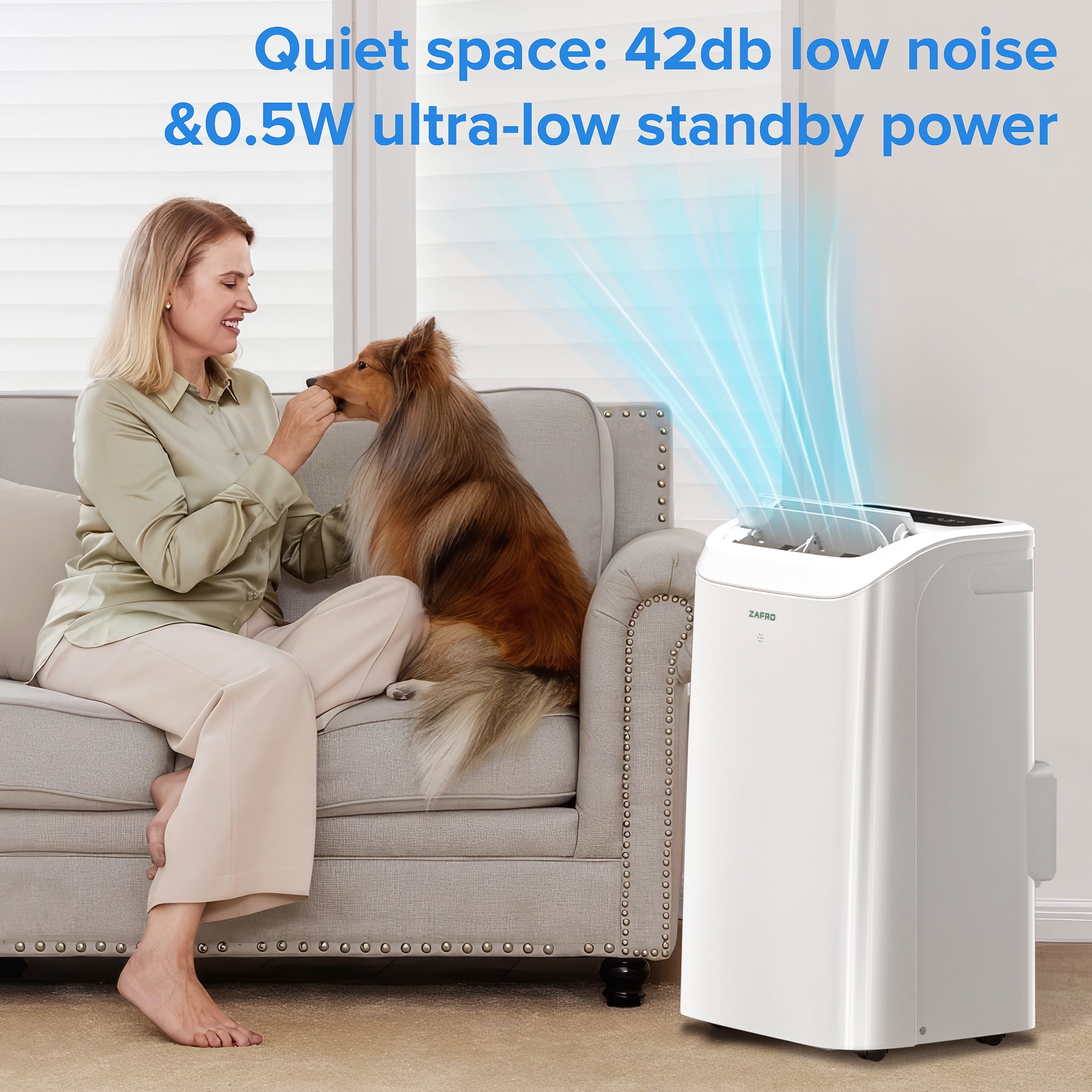 Zafro 14,000 BTU (12000 BTU SACC) Portable Air Conditioner with Wifi & Remove Control, 46dB Ultra-Quiet Cools Up to 500sq.ft